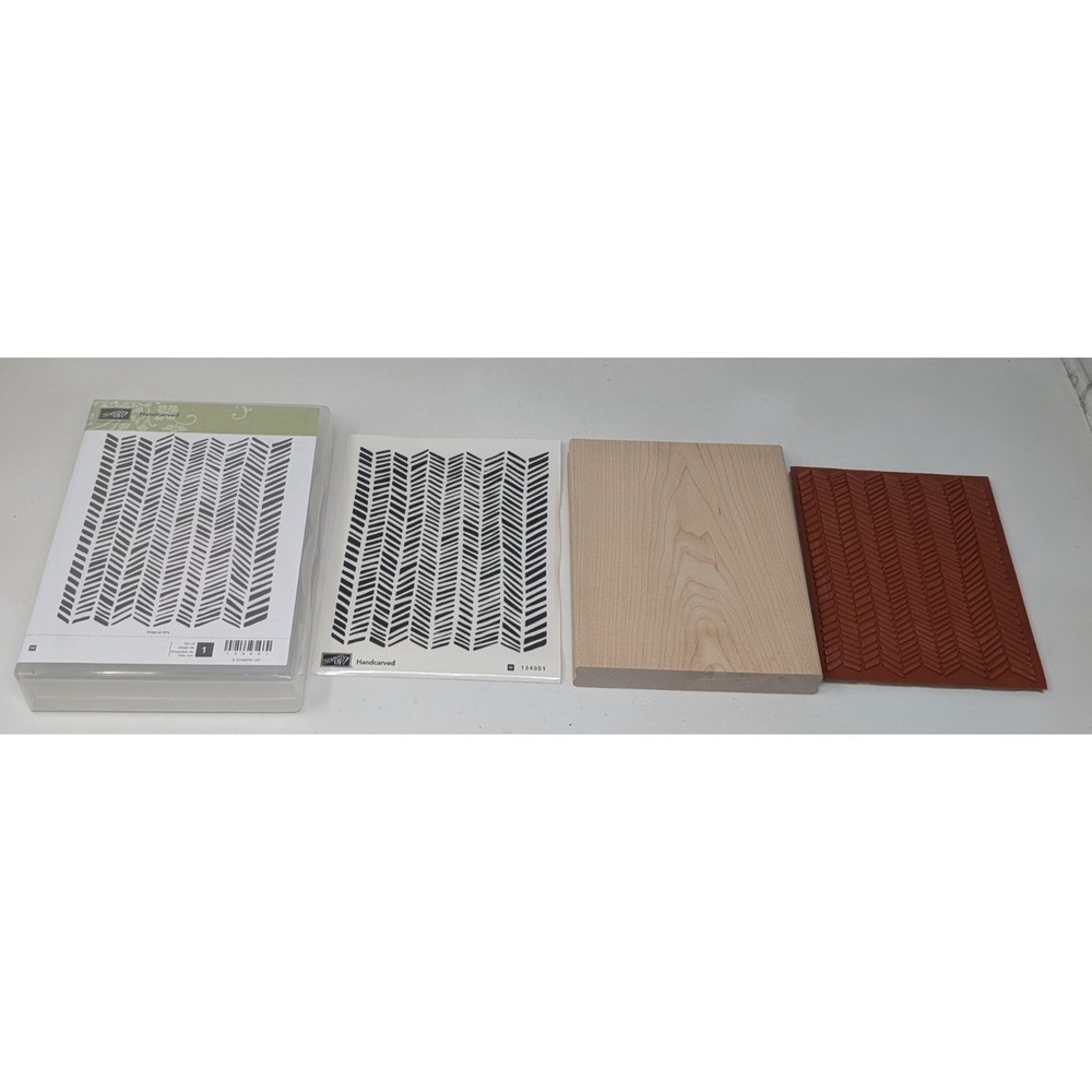 Stampin Up Handcarved Background Cling Stamp‎ Set Wood Mount 134054